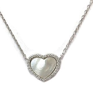 Sterling Silver Mother-of-Pearl Heart Necklace,NWT